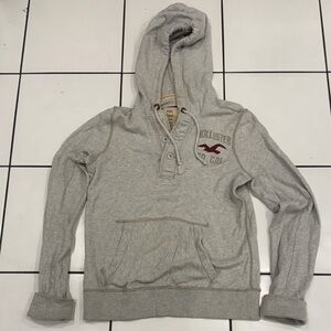 Hollister Heather Gray Hoodie with Burgundy Accent